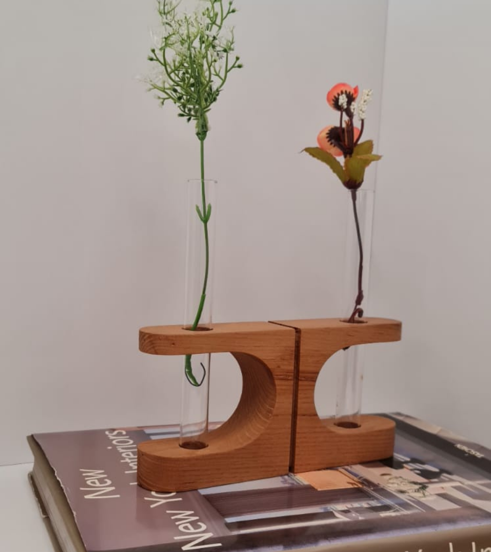 5-teilige Vase aus Holzglasröhre