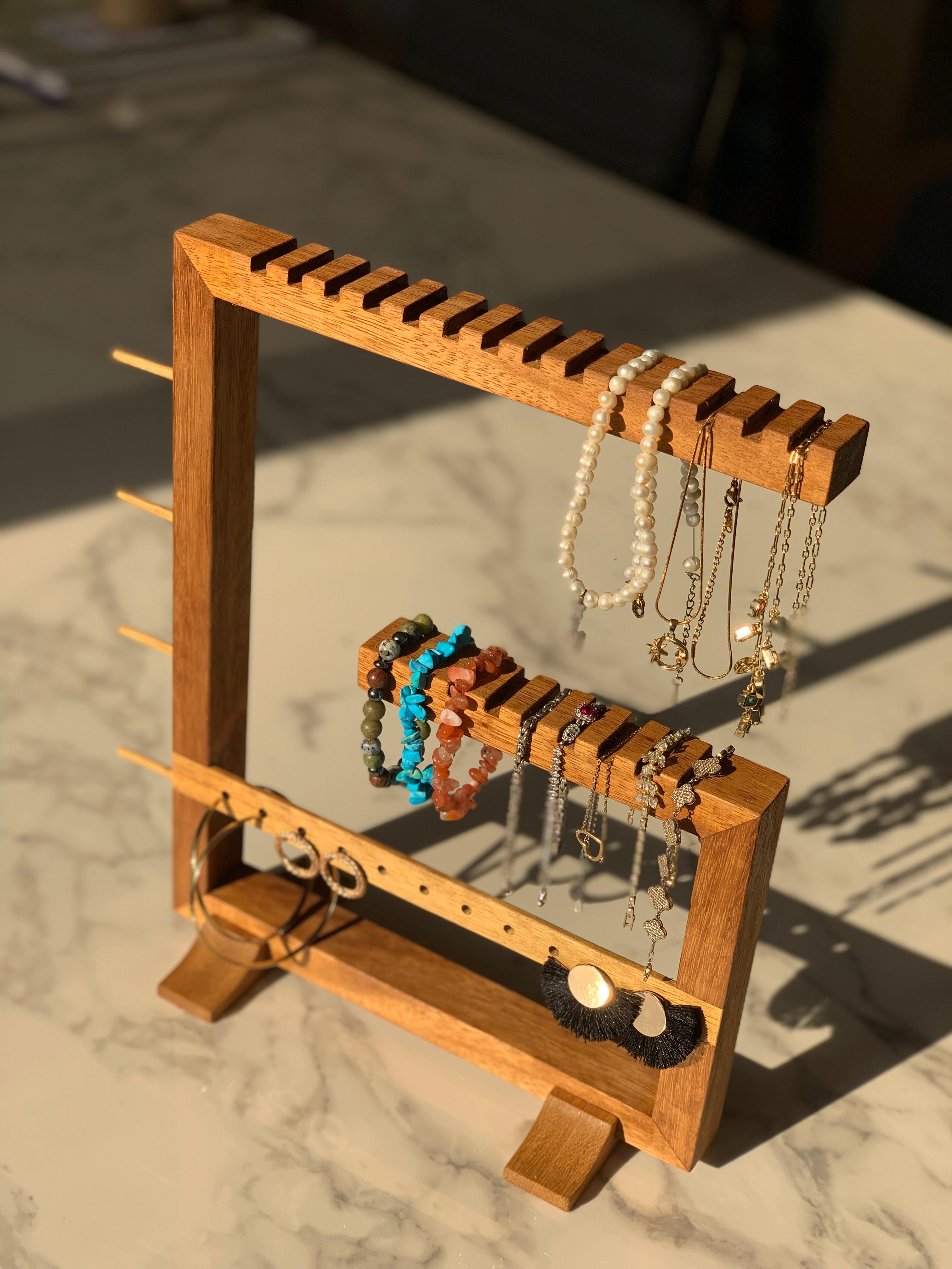 AHŞAP YÜZÜK,KOLYE, BİLEKLİK STANDI / TAKI ORGANİZERİ